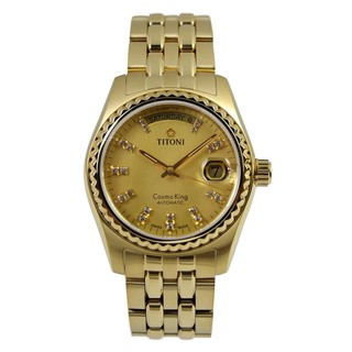 TITONI Cosmo King Mens Watch รุ่น 787G-306 - Gold Stainless Steel