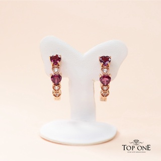 Top1Jewelry ต่างหูเงินแท้ พลอย Rhodolite แท้