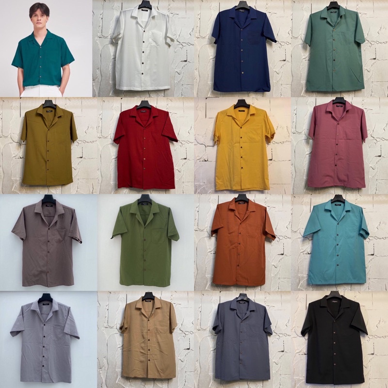 เสื้อฮาวายผ้าไหมอิตาลี สีพื้น hawaii 23สี ไซส์ m l xl 2xl 3xl 4xl ผ้าพรีเมี่ยมนิ่มใส่สบาย ไม่ร้อน ใส่ได้ทั้งชายและหญิง