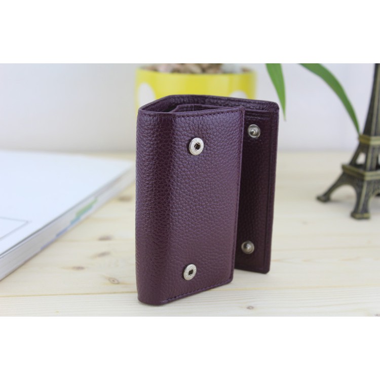 กระเป๋าใส่กุญแจแบบ Unisex หญิง ชาย หนังวัวแท้ กระเป๋าพับบัตร Tri-Fold