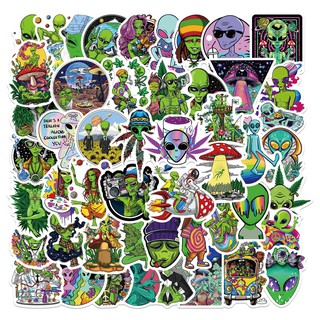 50/25/10PCS Psychedelic Green Alien Graffiti Stickers Luggage Decoration Motorcycle Trolley Case Waterproof Diy Stickers