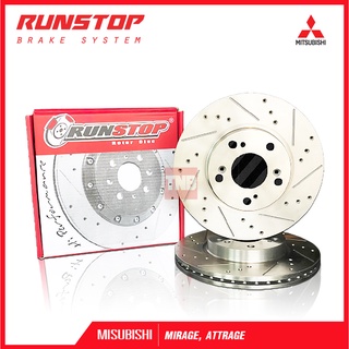 RUNSTOP จานเบรคหน้า 1 คู่ MITSUBISHI MIRAGE, ATTRAGE มิราจ, แอทราจ Triton 4x4