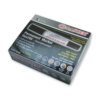 แลนเซอร์ DUO288 ปากกาเคมี 2หัว สีดำ ยกแพ็ค 12ด้าม ปากกามาร์คเกอร์ LANCER CHEMICAL PEN BLACK