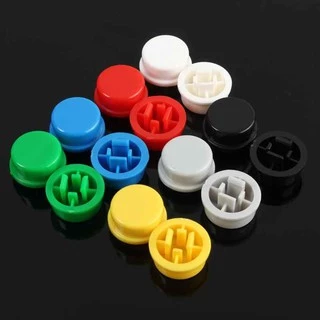 สวิตช์ปุ่ม กดติด ปล่อยดับ ปุ่ม หมวกกลม 12 mm. สี่เหลี่ยม Round Square Tactile Button Caps switch