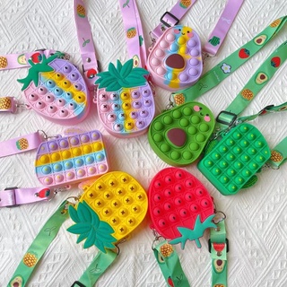 New Cute Unicorn Simple Dimple Messenger Bag Fidget Toys Push Bubble Anti-stress Childrens Toy Pop Its Keychain Wallet Popits