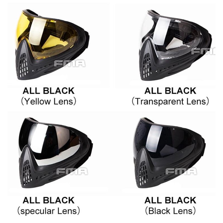 FMA F1 หน้ากากแบบเต็มหน้าชั้นเดียว Paintball Safety Goggle หน้ากากหมวกกันน็อคยุทธวิธี Airsoft อุปกรณ