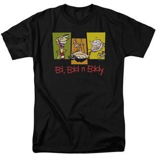 เสื้อยืดครอปเสื้อยืดผ้าฝ้าย 100% พิมพ์ลายการ์ตูน Edd N Eddy 3 Eds สีดํา สําหรับผู้ชายS-5XL