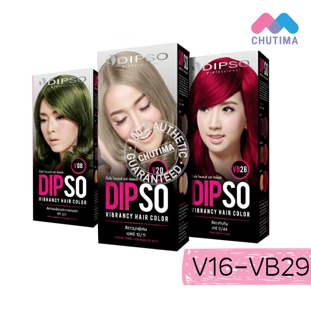 ดิ๊พโซ่ ครีมเปลี่ยนสีผม V16-VB29 อ่อนโยนต่อเส้นผมและหนังศรีษะ DIPSO VIBRANCY HAIR COLOR 60 ml.