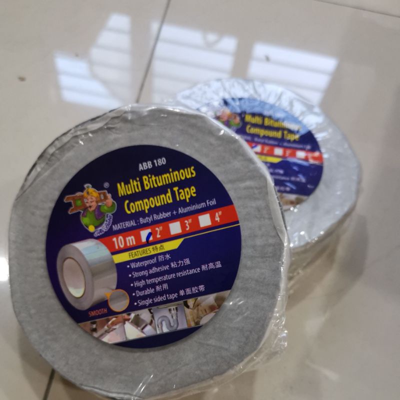 LS GEMILANG 50mmx10m BITUMEN FLEX TAPE ALUMINIUM FOIL TAPE WATER PROOF SUPER BOND SEAL TAPE