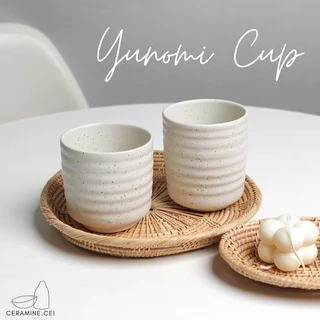 แก้วน้ำชาเซรามิค Yunomi Tea Cup ลายลอนสไตล์ญี่ปุ่นทรงมินิมอล