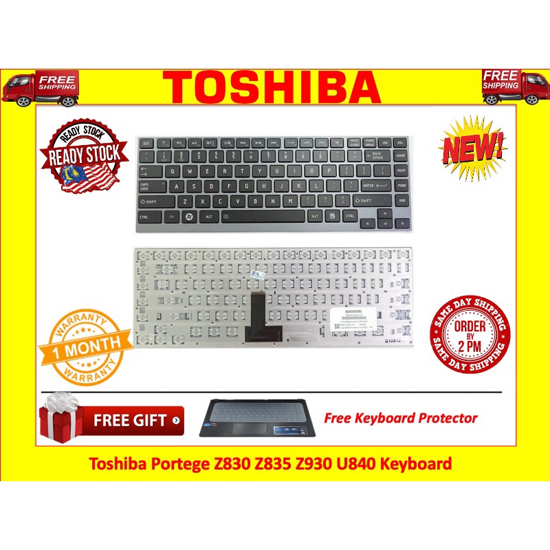 เปลี่ยนคีย์บอร์ด Toshiba Portege Z830 Z835 Z930 U840 U800 U900 U920 9Z.N8UBN.501 NSK-TX5BN PK130T71B