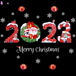 Merry Christmas Santa Claus Window Glass Stickers for New Year 2023 Xmas Scene Layout Wall Art Decals DIY Party Decor