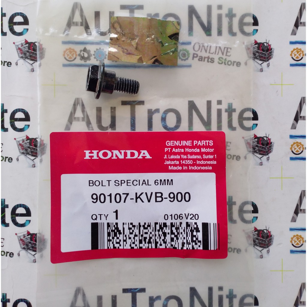 Body Bolt Flange Key 10 ขนาด 6 มม.สีดํา 90107-KVB-900 Original Honda อะไหล่แท้