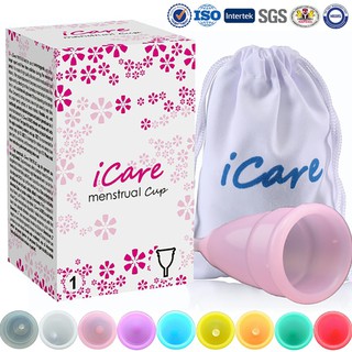 iCare ถ้วยอนามัย ซอฟท์ซิลิโคน ขนาดใหญ่/เล็ก สำหรับผู้หญิง ขณะมีประจำเดือน