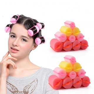 พร้อมส่ง  14/12Pcs Heatless Hair Roller Hair Curler ไม่มีความร้อนลูกกลิ้งโฟม Curling Rod หยิกผมบาร์ Wave Formers ผู้หญิง