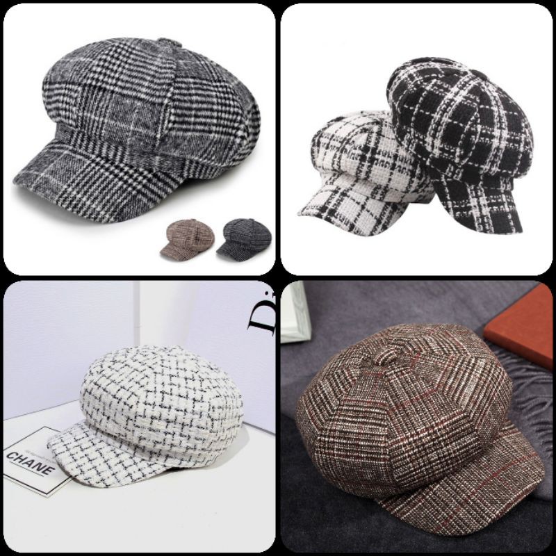 สต็อคไทย🇹🇭หมวกทรงฟักทองผู้ใหญ่ ลายตารางลายสก็อต