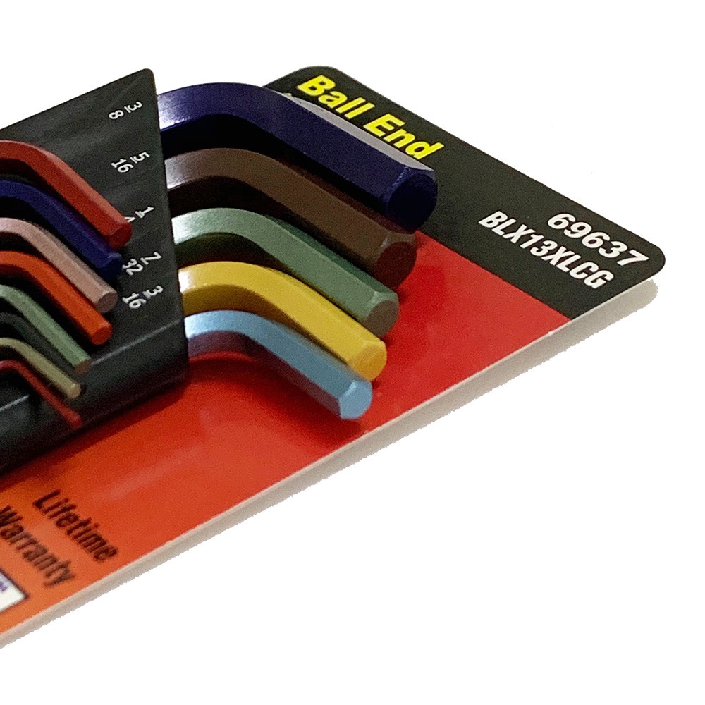 ชุดประแจหกเหลี่ยมหัวบอล 13 ขนาด (นิ้ว) ยาวพิเศษ รุ่นหลากสี ColorGuard - BONDHUS  Made in USA #69637 - รูปที่ 2