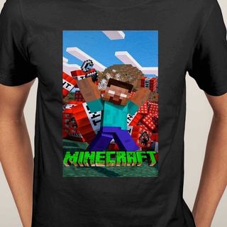 เสื้อขาว Tee เกม Minecraft เสื้อยืดคอกลมแขนสั้นผู้ชาย | เสื้อยืด ชุดลำลอง | แฟชั่นลำลองและเรียบง่าย