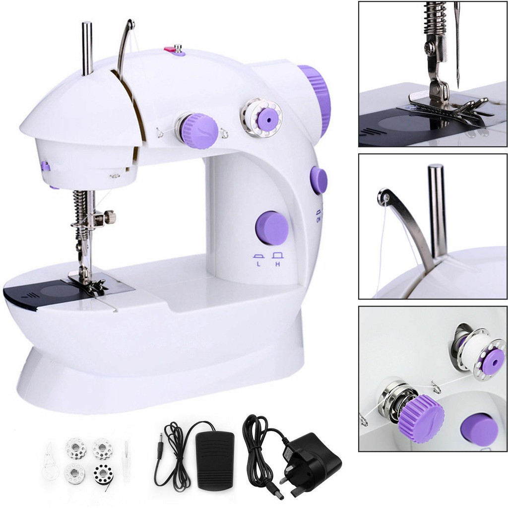 จักรเย็บผ้า ไฟฟ้า มินิ ขนาดพกพา Mini Sewing Machine จักรเย็บผ้าขนาดเล็ก พกพาสะดวก (สีม่วง)