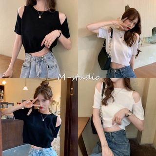 Maze*พร้อมส่ง*เสื้อไหมพรมโชไหล่  จั้มเอวไม่เหมือนใครๆ(39053)