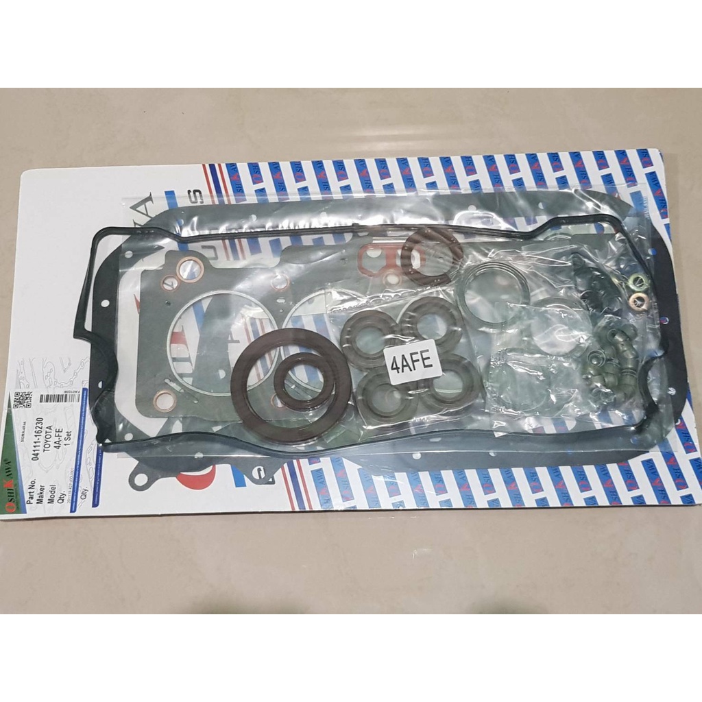 ประเก็นชุดใหญ่ TOYOTA AE100-101, 4A-FE ไต้หวัน ชุดละ950บาท แถมฟรีกาวทาประเก็น เนื้อสีดำ Versachem USA 1หลอด