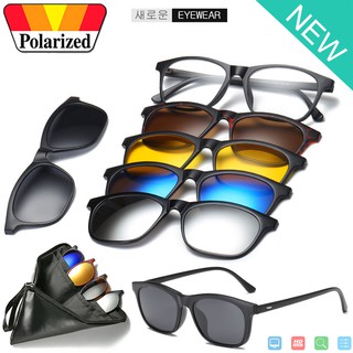 Polarized แว่นกันแดด คลิปออน แม่เหล็ก เปลี่ยนเลนส์ได้ 5 สี 5 แบบ รุ่น 2209 แว่นตา ทรงสปอร์ต วัสดุ PC ( เลนส์โพลาไรซ์ )