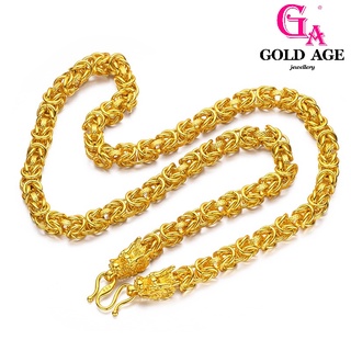 Ga เครื่องประดับแฟชั่น สร้อยคอชุบทอง 24k จี้รูปมังกร สไตล์เกาหลี