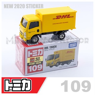 รถเหล็กTomica ของแท้ Tomica No.109 DHL Truck (มีสติ๊กเกอร์ First Lot 2020)