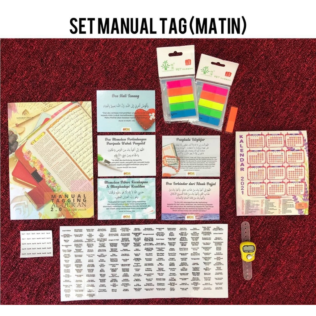Manual Tagage Quran Matin 2.0 (215 Tagging) / Sahabat Enuur Sticker Al-Quran Tag ป้ายสติ๊กเกอร์ Qura