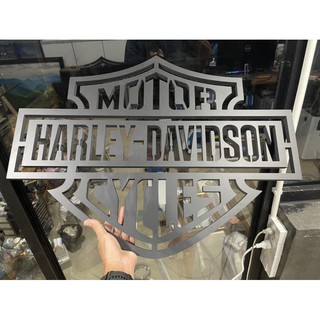 หนา 15 mm. Harley davidson โลโก้ ลายฉลุ พลาสวูด ป้าย ตกแต่งภายใน เพลท Logo