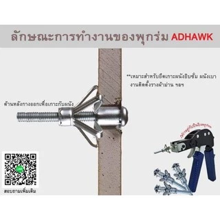 พุกร่ม เหล็ก ชุบซิงค์ ใช้สำหรับงานยิปซั่ม จำนวน 100 ตัว (1 กล่อง) Hollow Wall Anchor