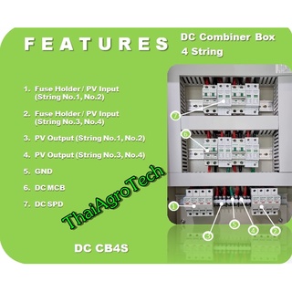 ตู้คอมบายเนอร์ ดีซี 4สตริง สำหรับโซล่าเซลล์ ขนาด 10-40กิโลวัตต์ ระบบออนกริด DC Combiner Box 4String