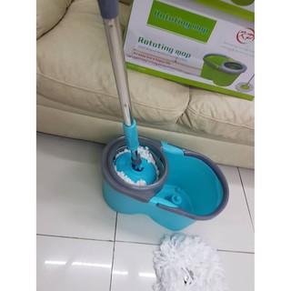 ROTATING SPIN MOP 360 ไม้ถูพื้น ผ้าไมโครไฟเบอร์พร้อมถังปั่นทำความสะอาดสแตนเลส 360 องศา พร้อมผ้าถูไมโครไฟเบอร์2 ผืน