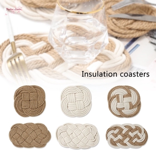 Hand-woven Heat Insulation Placemats Twine Woven Coasters Boho Style Kitchen Tool for Home Restaurant