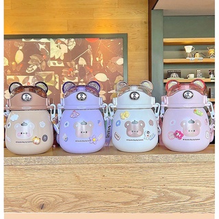 พร้อมส่ง!! กระติกน้ำเด็ก ขวดน้ำเด็ก กระบอกน้ำ พกพาไปโรงเรียนสะดวก วัสดุสแตนเลส 316  แถมฟรีสติ๊กเกอร์ 3D