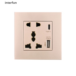 [ITFUN] แผงปลั๊กไฟ 2100MA USB 13A UK Type C แบบติดผนัง