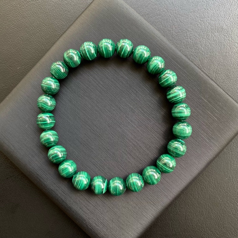 Premium Grade 🔥 กำไลหินแท้มาลาไคท์ (Malachite) ขนาด 6-10mm