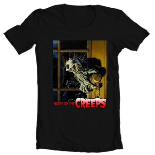 เสื้อยืดผ้าฝ้ายพิมพ์ลายขายดี เสื้อยืด พิมพ์ลายกราฟฟิค Night Of The Creeps 1980S Zombie Horror Sci Fi สไตล์เรโทร