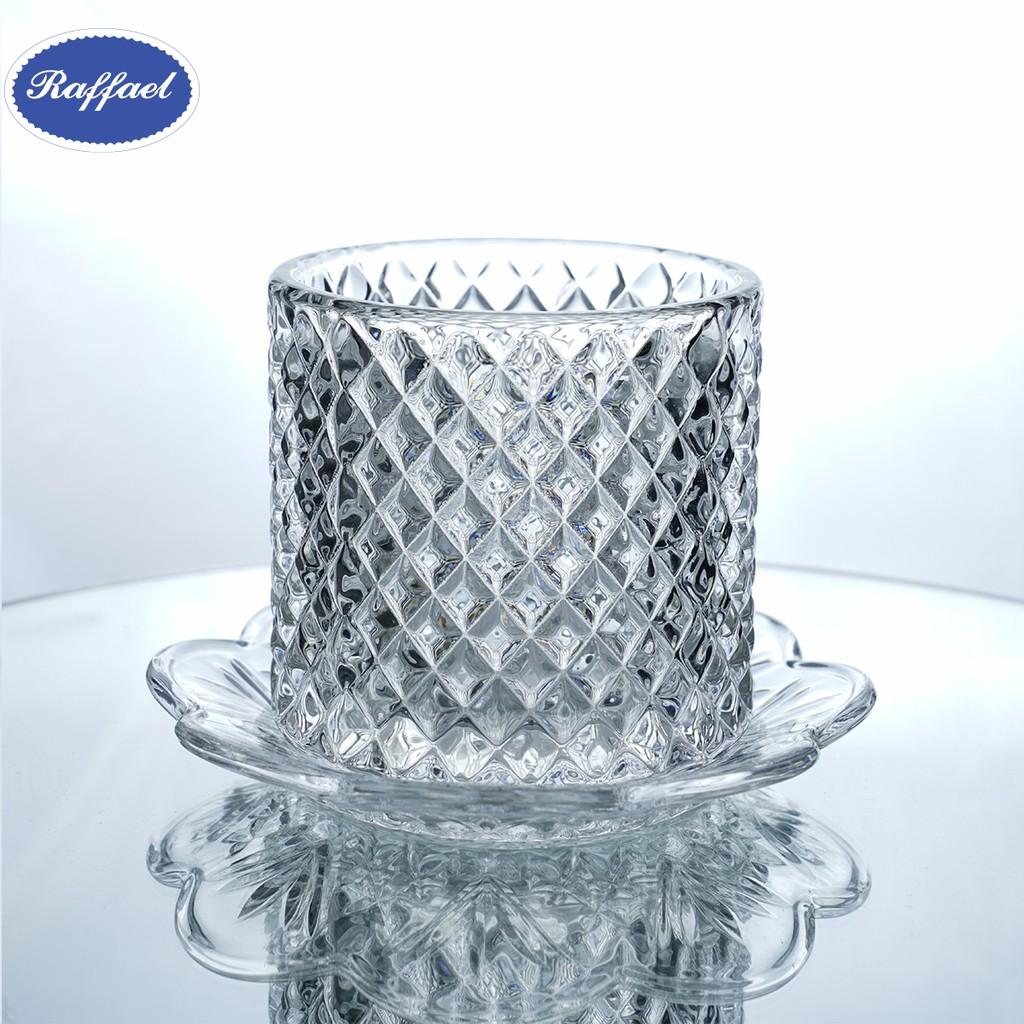 Raffael ชุดกระถางธูปลายตาราง กระถางธูป เซตกระถางธูป+จานนรอง