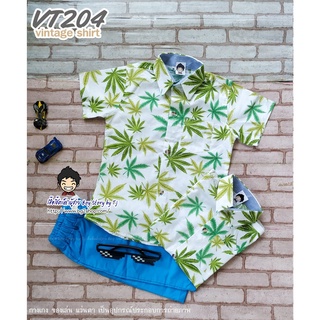 VT204 เสื้อเชิ้ตเด็ก แขนสั้น ลายใบไม้ ใส่แล้วหล่อ สินค้าคุณภาพครับ By TJElleshop