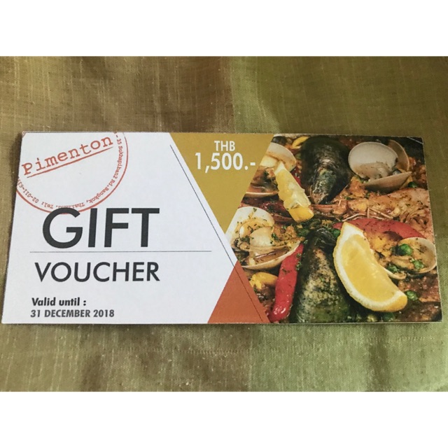 Gift voucher ร้านอาหาร Pimenton