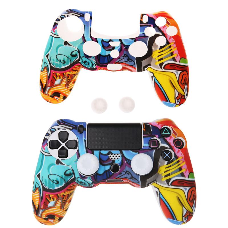 quu เคสซิลีโคนหลากสี+2 จอยสติ๊กสําหรับ ps 4 controller