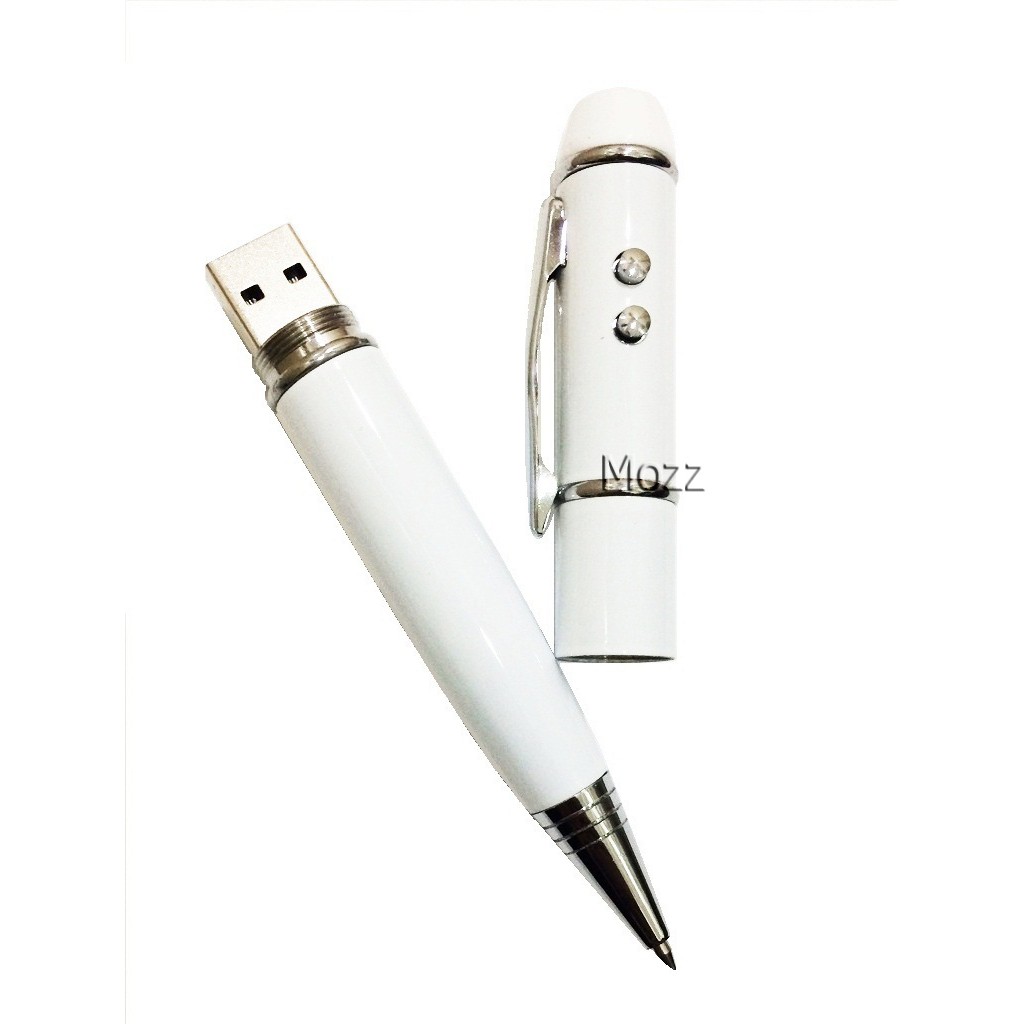 USB Flash Drive LED Flashlight and Laser Pointer Pen Shape 8GB (White) Shopee Thailand