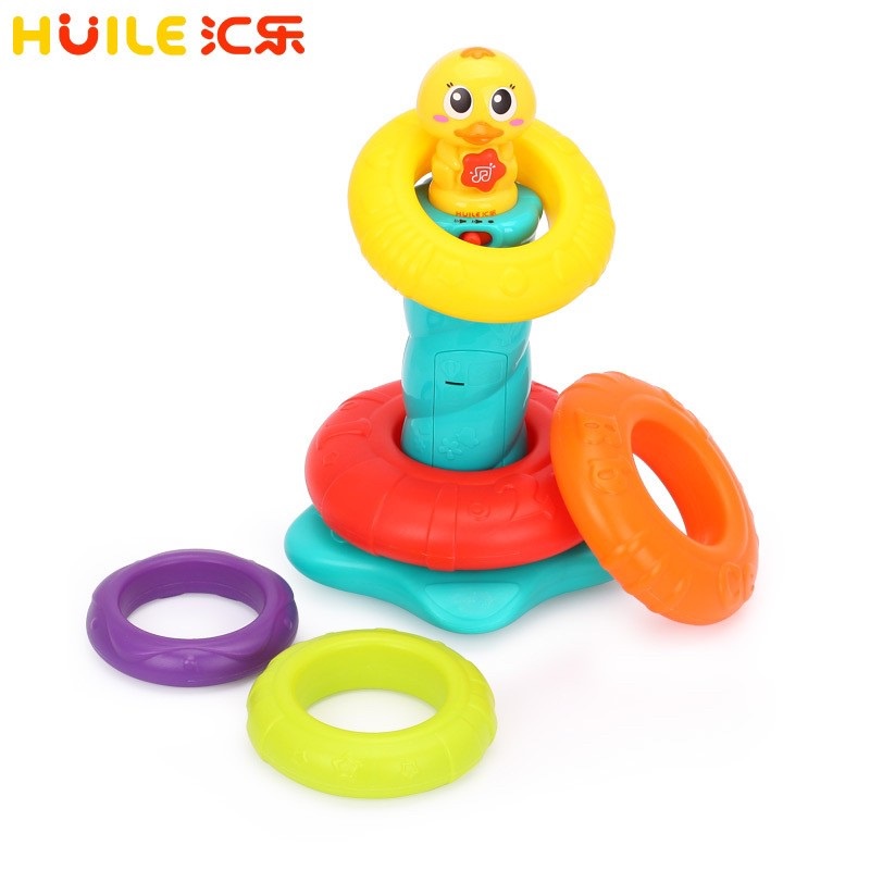 Huile Toys ห่วงเรียงซ้อนลูกเป็ด เจดีย์สวมหลัก มีเสียงมีไฟ - รูปที่ 5
