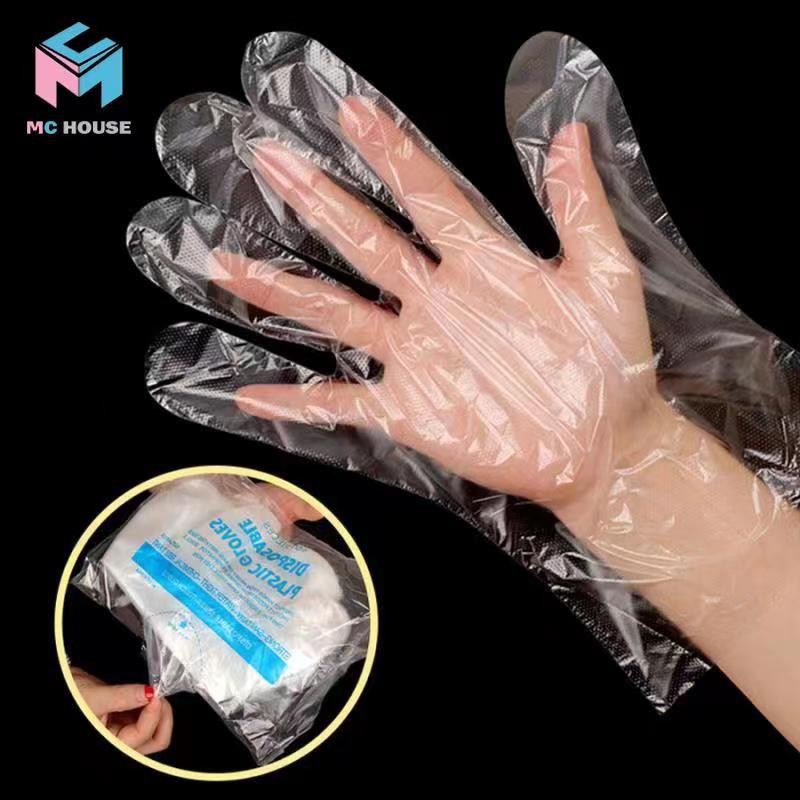 สินค้าพร้อมจัดส่ง/mchouse/ถุงมือพลาสติก80-100 ชิ้น ถุงมือใช้แล้วทิ้ง