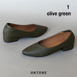 รองเท้าคัทชูไซส์ใหญ่ 35-46 ส้น 1 นิ้ว สีเขียวมะกอก พียู UNTONE [ Olive ]