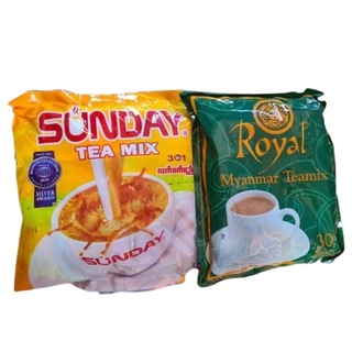 ชาพม่า Royal Myanmar TEA MIX  ชา 3 in 1  Sunday TEA MIX 3in1 ซันเดย์ ชาพม่า ชาชงพร้อมดื่ม 1ห่อ มี 30ซอง