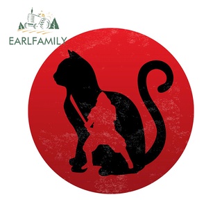 Earlfamily สติกเกอร์ไวนิล ลาย Neko Samurai ขนาด 13 ซม. x 13 ซม. สําหรับตกแต่งรถยนต์ เซิร์ฟบอร์ด