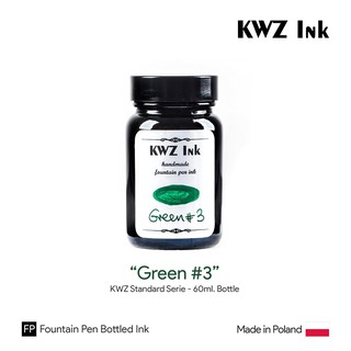 KWZ "Green #3" Standard Ink 60ml Bottle - หมึกปากกาหมึกซึมคาวูเซต สีเขียว #3 ขวดขนาด 60 มล.