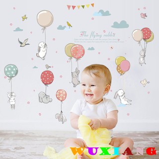 【wuxiang】สีบอลลูนกระต่ายบ้านสติกเกอร์ตกแต่งผนัง